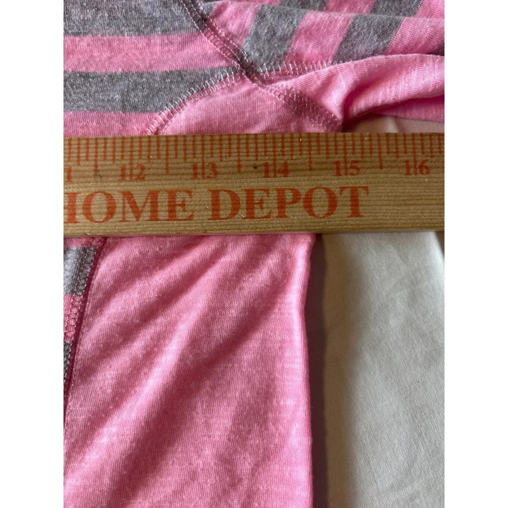 Justice Striped Top Girls Size 8 Pink‎ Gray Excellent High-Low Long Sleeve Shirt